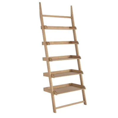 Washed Oak Open Stepped Ladder Style Shelf Wall Storage Unit