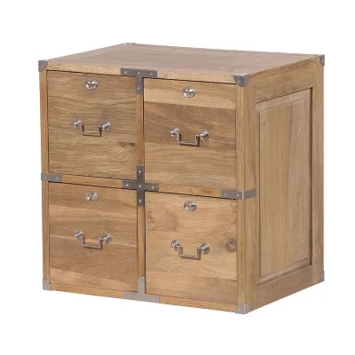 Washed Oak Square 4 Drawer Cube Chest of Drawers