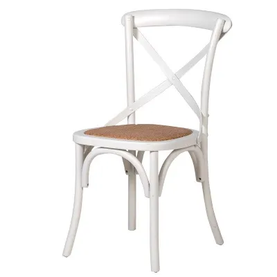Cream Painted X Back Dining Chair With Rattan Seat