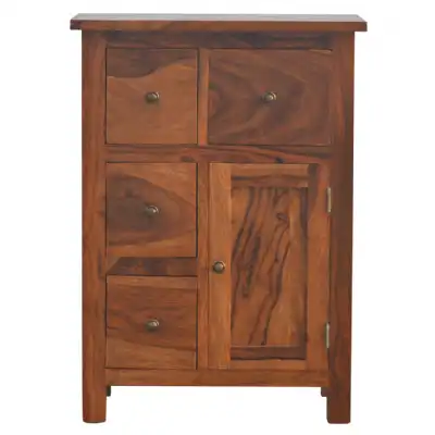 Sheesham Wood Cabinet With 4 Drawers And 1 Door