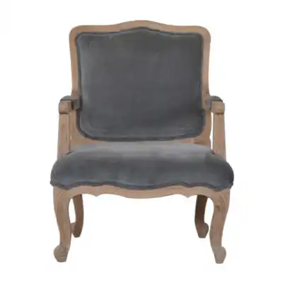 Traditional Style Grey Velvet Upholstered French Design Occasional Chair 94x66cm