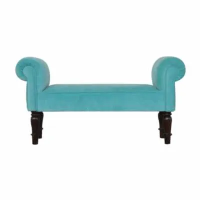 Turquoise Velvet Bench