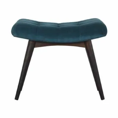 In1457 Teal Cotton Velvet Curved Bench