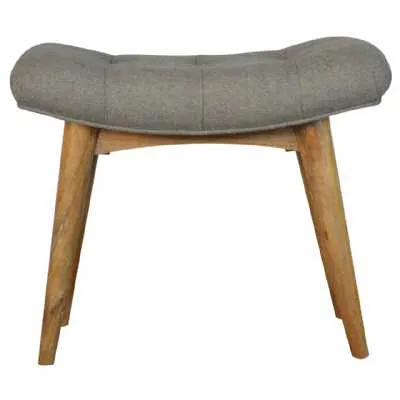 Modern Style Solid Mango Wood Grey Cotton Velvet Upholstered Bench 50x60cm