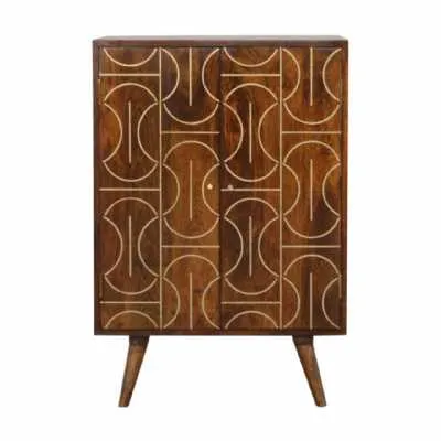 In1462 Chestnut Gold Inlay Abstract Cabinet