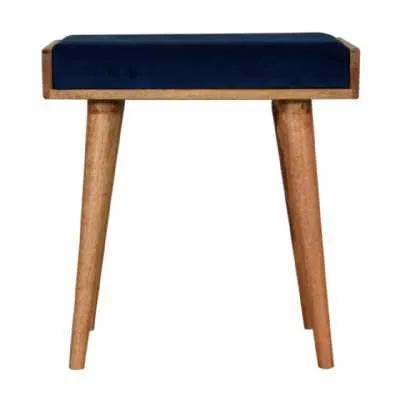 Blue Velvet Tray Style Footstool