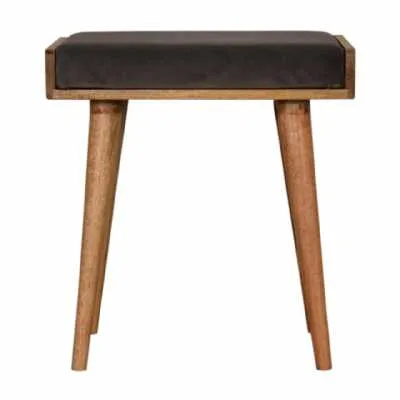 Grey Velvet Tray Style Grey Footstool