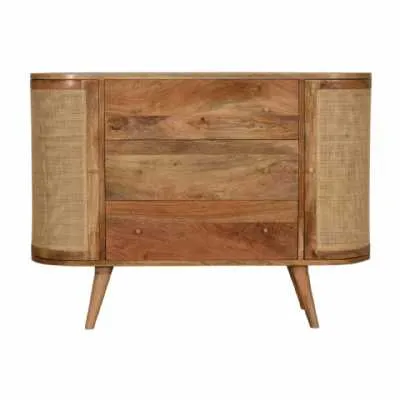 Nordic Style Mango Wood And Brass 2 Door 3 Drawer Sofia Living Room Cabinet 80 x 110cm
