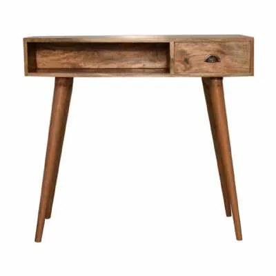 Solid Wood Writing Desk With Open Slot And Cable Access