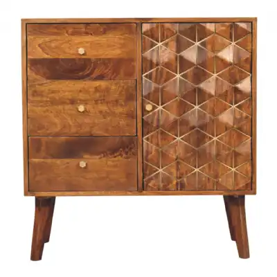 Chestnut Cubed Brass Inlay Cabinet