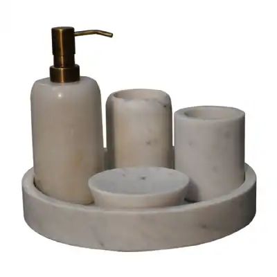 White Marble Bathroom Set Of 5