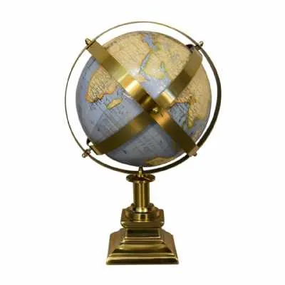 Grey Globe With Brass Frame