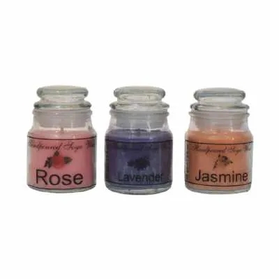 Hourglass Candle Set Of 3 (rose, Lavender, Jasmine)