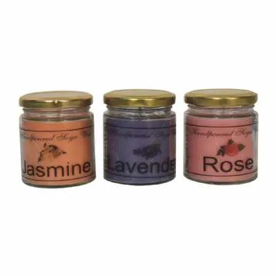 Candle Gift Set Of 3 (jasmine, Lavender And Rose)