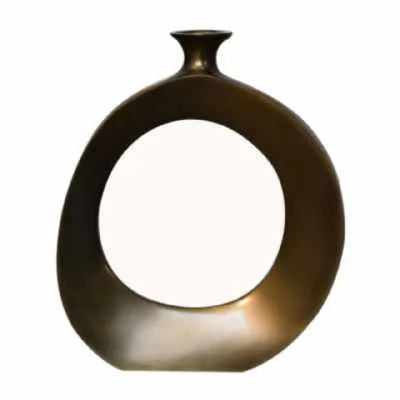 Round Vase In Nickle Antique