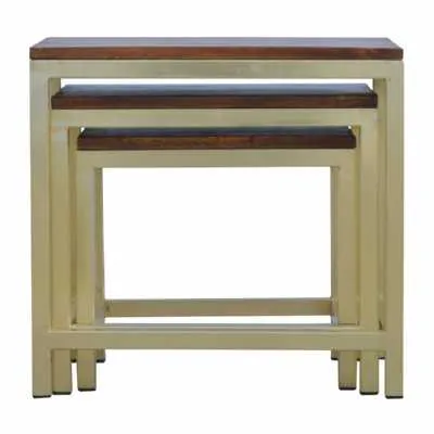 Stool Set Of 3 With Gold Base