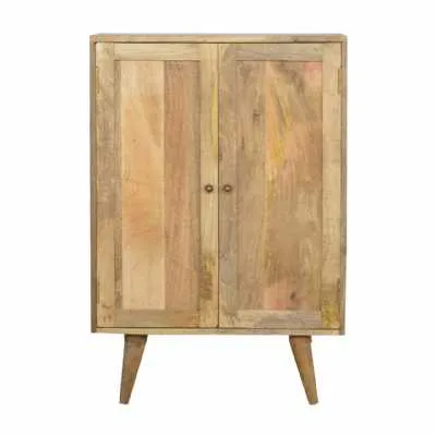 Scandinavian Style Mango Wood 2 Door Wine Utility Kitchen Storage Cabinet 95 x 65cm