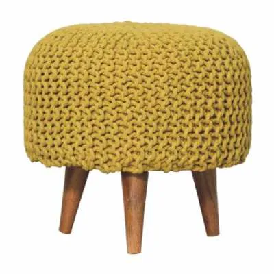 Keeva Mustard Round Footstool