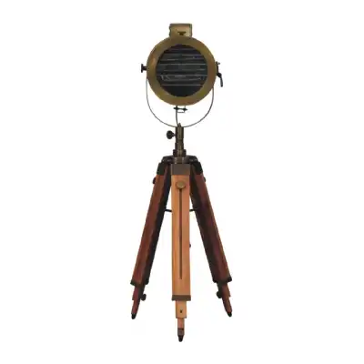 Brass Antique Tripod Fold Spotlight Floor Lamp
