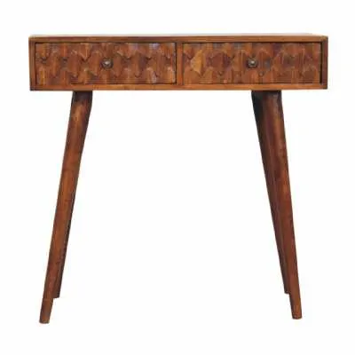 Pineapple Carved Console Table In Chestnut