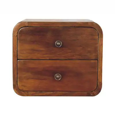 Mini Curved Chestnut Wall Mounted Bedside