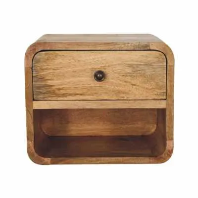 Mini Oak ish Wall Mounted Bedside With Open Slot