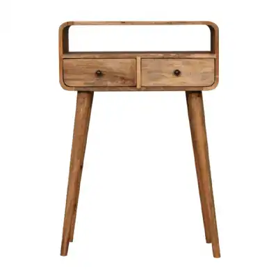 Mini Curved Oak ish Console Table