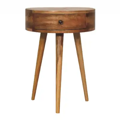 Nordic Oak ish Circular Shaped Mini Bedside