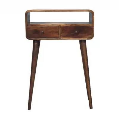 Mini Grey Washed Curved Console Table