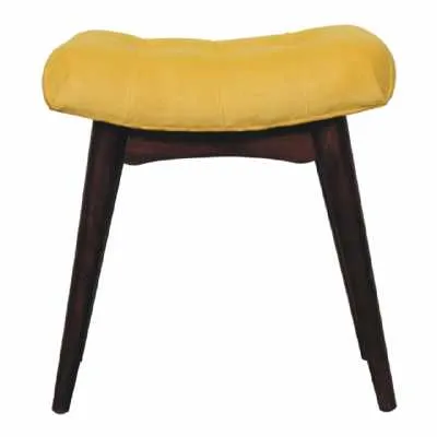 Mini Mustard Cotton Velvet Curved Bench