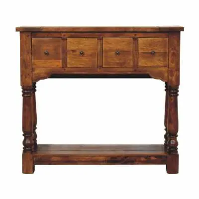 Chestnut 4 Drawer Console Table