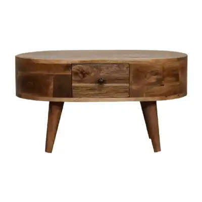 Mini Oak ish Rounded Coffee Table