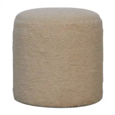 Boucle Cream Round Footstool