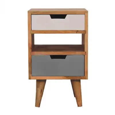 Mini Grey And White Cut out Bedside
