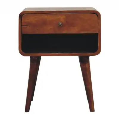 Curved Chestnut Bedside With Open Slot