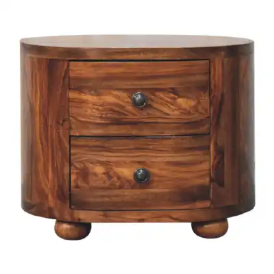 Round Honey Bedside With Bun Feet