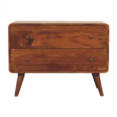 2 Drawer Curved Chestnut Chest