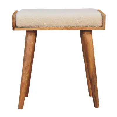 Boucle Cream Tray Style Footstool