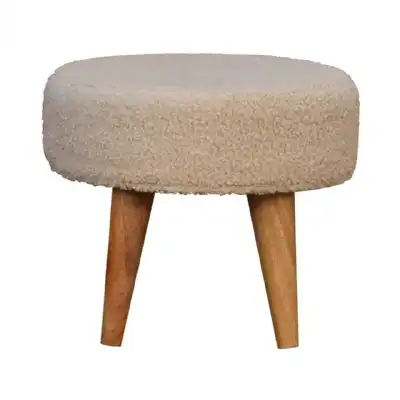 Cream Boucle Petite Footstool