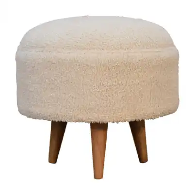 Cream Boucle Rounded Footstool