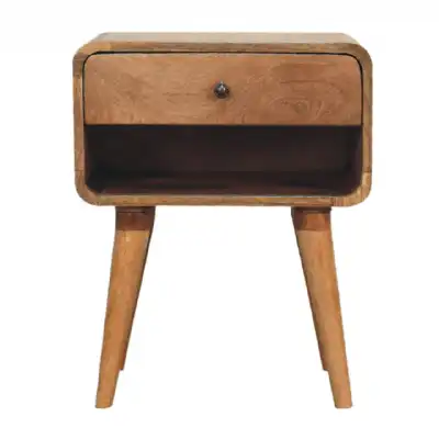 Curved Oakish Bedside With Open Slot