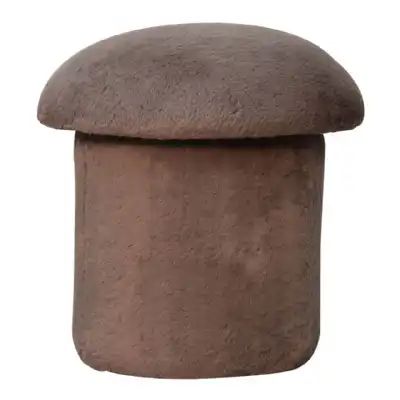 Mocha Faux Fur Mushroom Footstool