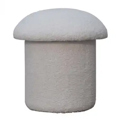 White Boucle Mushroom Footstool