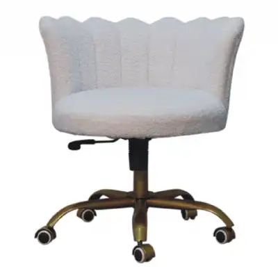 White Boucle Swivel Chair