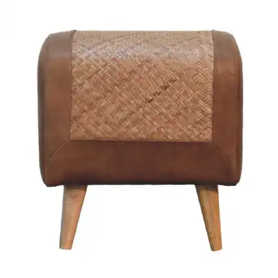 Seagrass Buffalo Hide Square Nordic Footstool