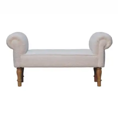 White Boucle Bedroom Bench