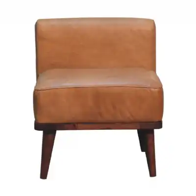 Tan Buffalo Leather Footstool With Backrest
