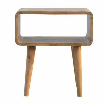 Scandinavian Style Mango Wood Open Bedside Cabinet With Storage Compartment 50 x 45cm