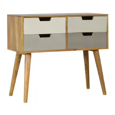 Nordic Style Grey Painted Wood 4 Drawer Console Table