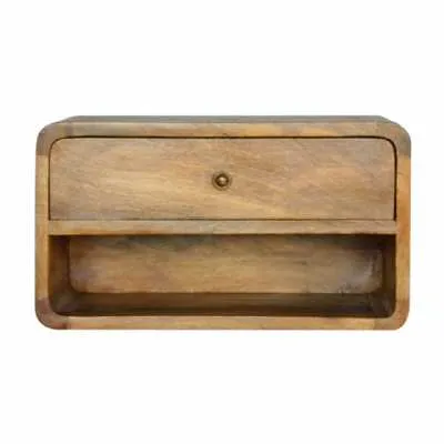 Scandinavian Curved Edge Wall Mounted Modern Single Drawer Bedside Table 25x45cm